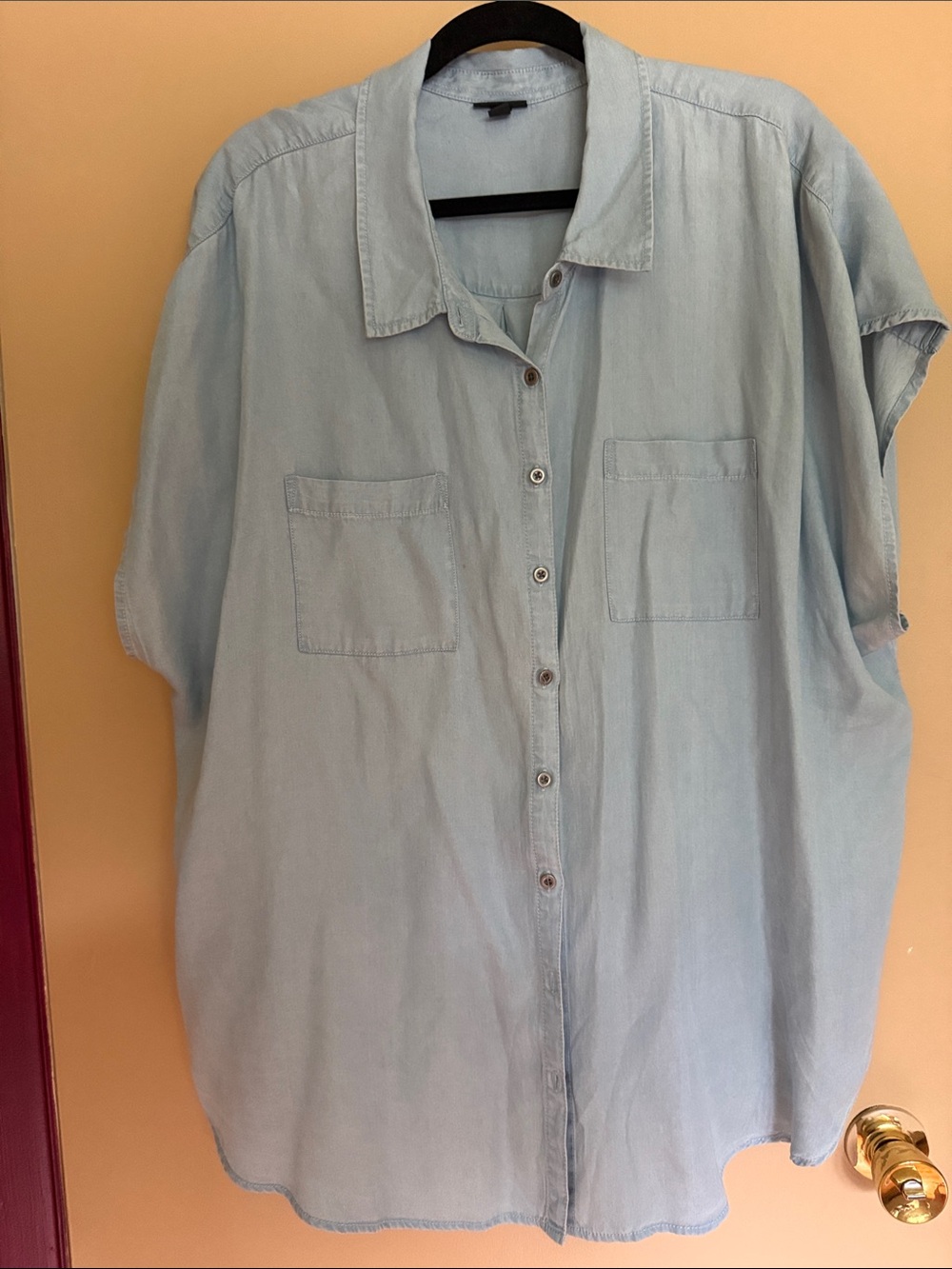 Light Blue women's Chambray Button-Up Shirt